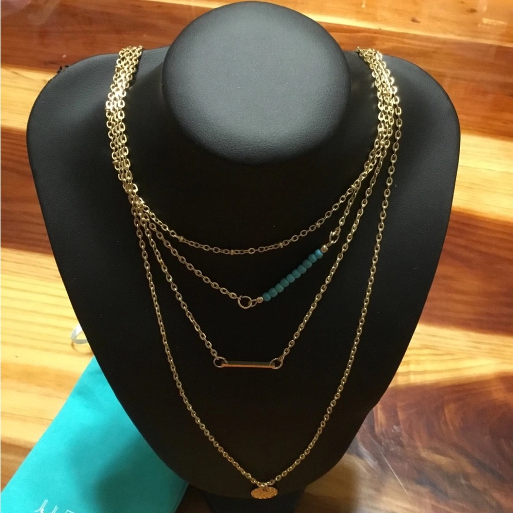 *BRAND NEW/UNUSED 🆕* Women’s Jules Smith Gold & Turquoise Layered Necklace - Picture 2 of 13